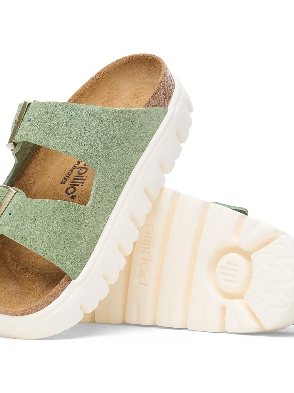 Birkenstock Papillio Arizona Chunky sandals in a green tea suede